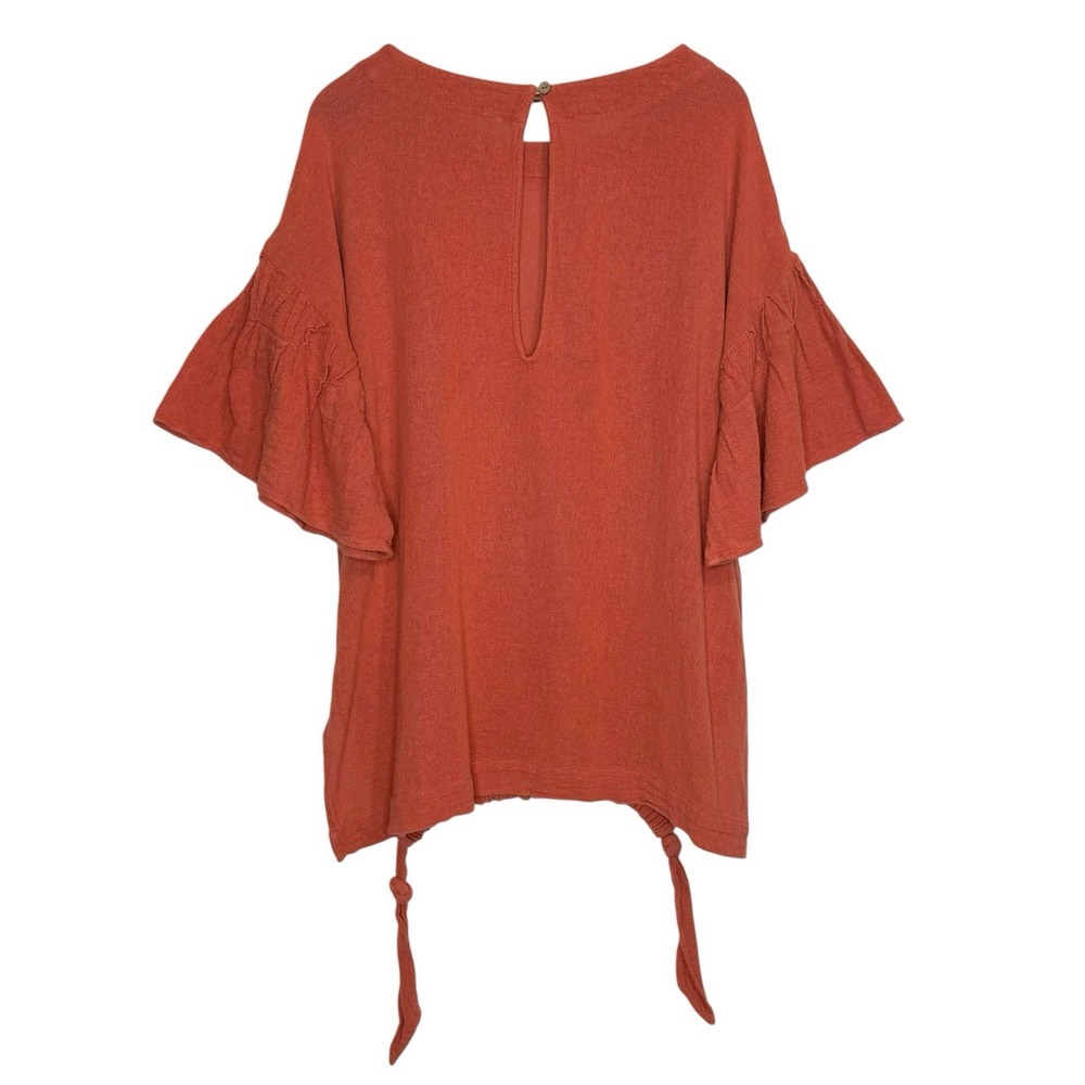 Free People Gauze Mesh Tunic Dress Oversized Cinnamon Orange Top L Boho - Picture 6 of 11